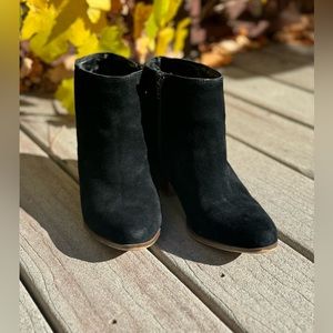 Gently worn Aldo black suede booties with lovely lace up detailing on the back